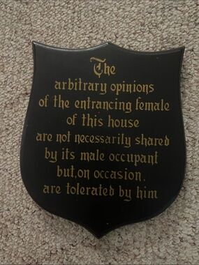 Vintage Black & Gold Shield Plaque with Funny Humorous Saying